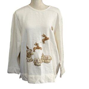 Vintage 90's Bobbie Brooks Cream Christmas Sweatshirt.  Size XL (16-18)